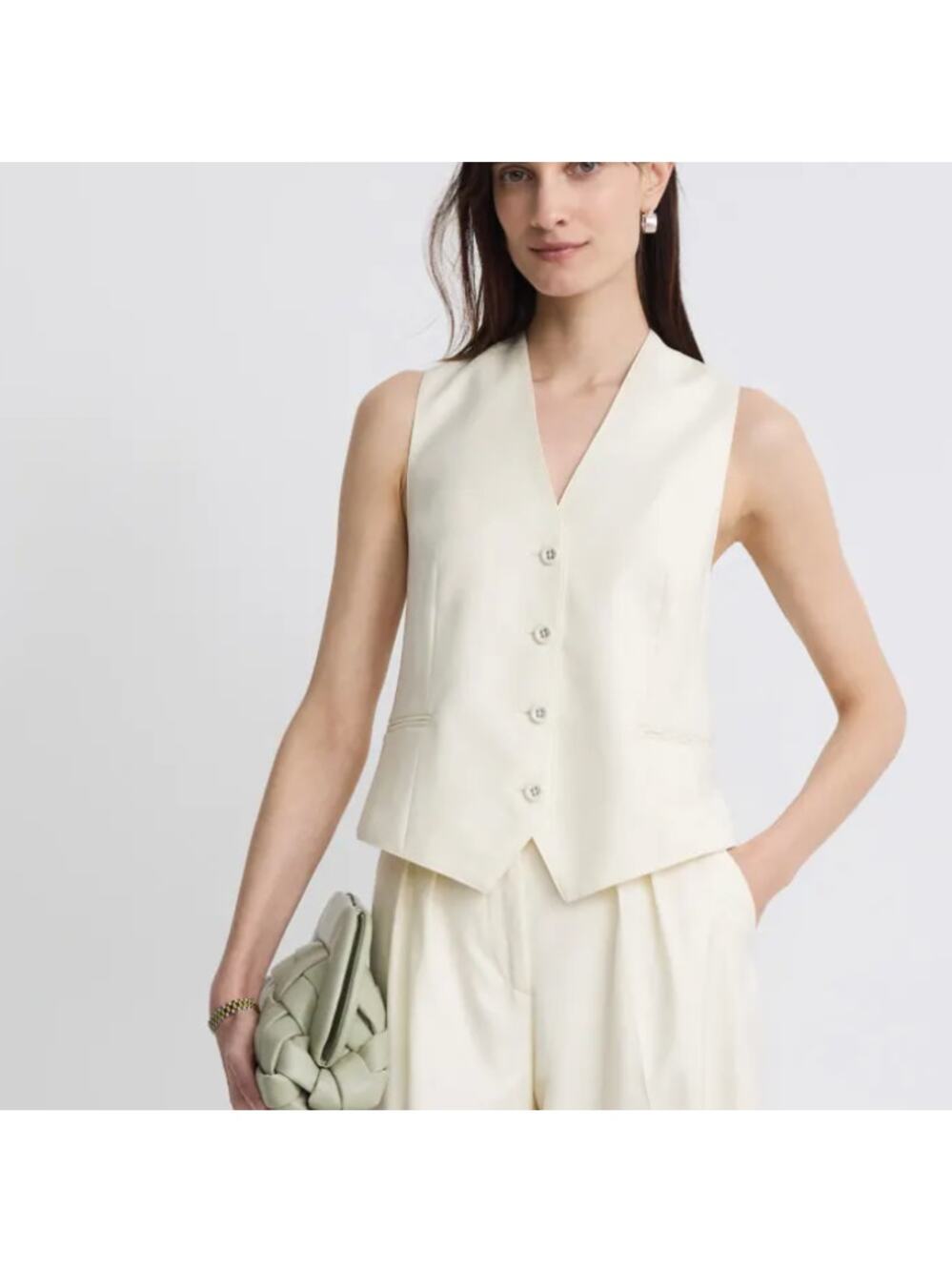 Officine Generale White Vest SIZE 4 Menswear Wool Designer Career Work $525